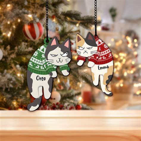 Personalized Cat Christmas Ornament, Funny Custom Cats Ornament ...