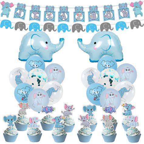 Buy Elephant Baby Shower Decorations, Blue Elephant Baby Shower ...
