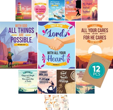 Decorably 12 Religious Posters for Classroom - 11x14in Sunday India | Ubuy