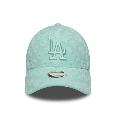 LA Dodgers Womens MLB Floral Towelling Pastel Green 9FORTY Adjustable