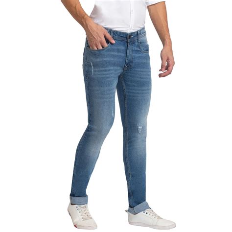 Men Blue Slim Tapered Fit Plain Cotton Blend Jeans – MyRaymond