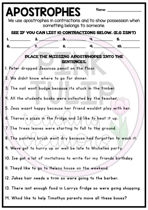 Free Printable Apostrophe Worksheets - Printable Word Searches