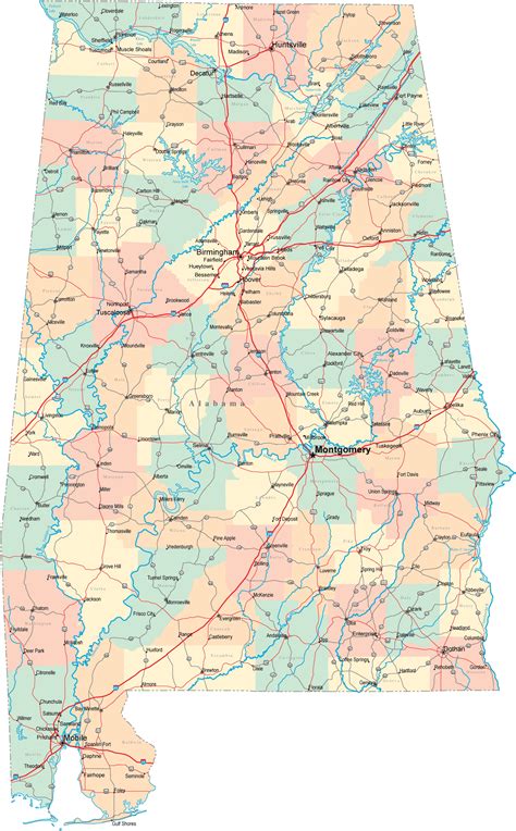 Alabama Road Map • Mapsof.net