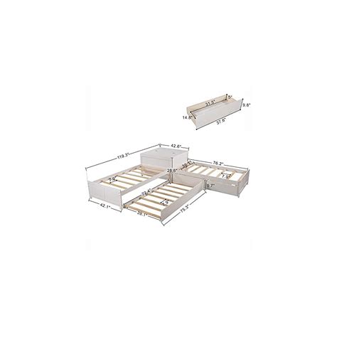 Buy Knocbel L-Shaped Twin Platform Beds with Trundle, 2 Drawers and ...
