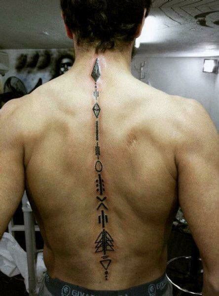 777 Spine Tattoo Simple Male