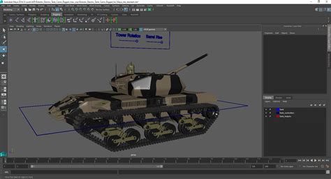Robotic Electric Tank Camo Rigged for Maya 3D | 3D Molier International