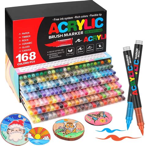 Laconile 168 Colours Accrylic Paint Brush Markers Set -Paint Pens ...