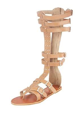Buy Devika Bharadwaj Women’s Luna Leather Gladiator Sandals (8) at ...