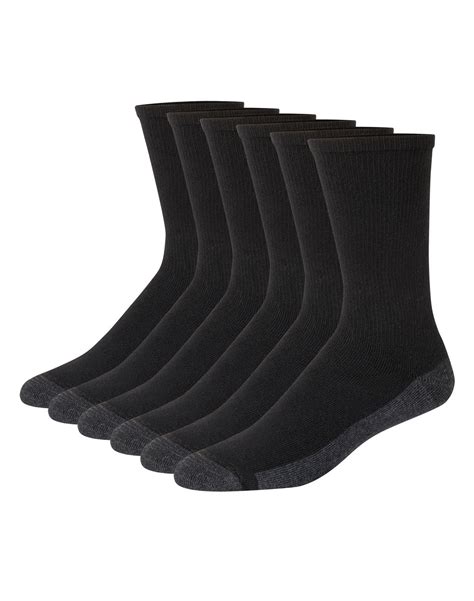 Hanes Double Tough Men's Crew Socks, Max Cushion, 6-Pairs