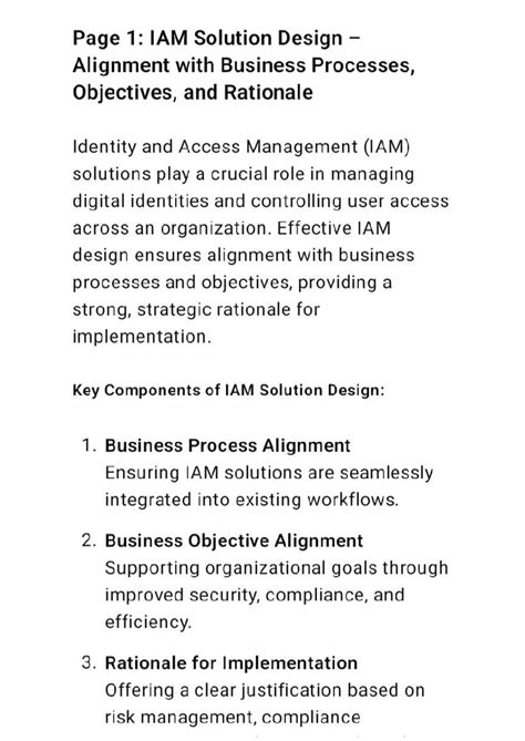 IAM Solution Design: Aligning with Business Processes & Objectives ...