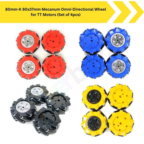 Buy 4pcs 80mm Mecanum Wheel Set – Omni Drive Wheels for TT Motor Robots