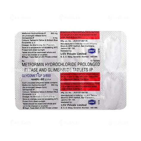 Glycomet-GP 3/850 Tablet PR: Price, Uses, Side Effects & How to Use ...