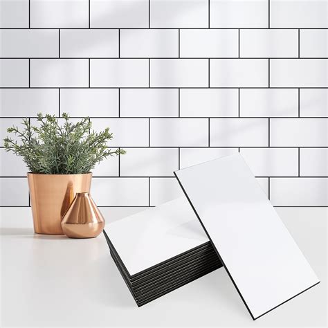 3x6 White Glossy Ceramic Subway Tile Wall Backsplash MADE in USA (FULL ...