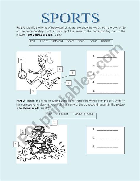 Matching Different Sports Worksheet 的图像结果