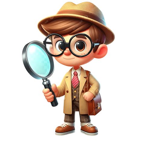 3d Detective With A Magnifying Glass, 3d Detective, Detective Clipart ...