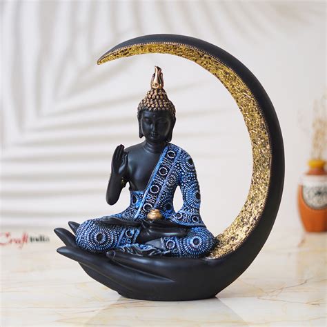 Multicolor Polyresin Blessing Lord Buddha Statue with Palm and Chand D ...