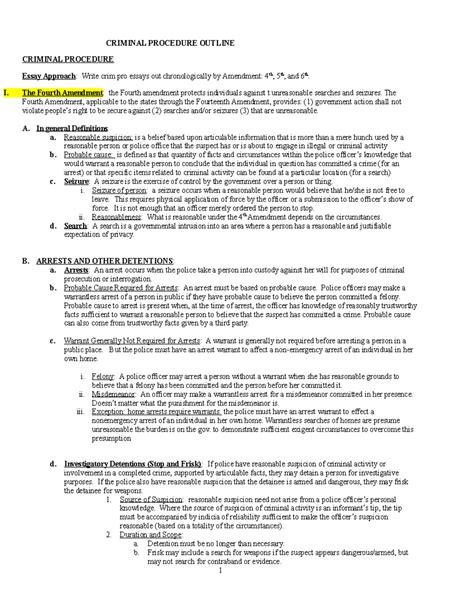 Crim Pro Outline-2 - Criminal Procedure Outline - CRIMINAL PROCEDURE ...