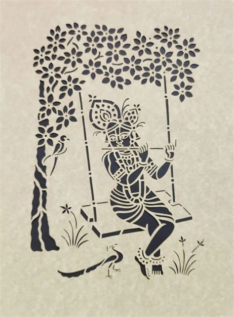 Buy Sanjhi painting | Krishna | Divine artwork | Home Decor