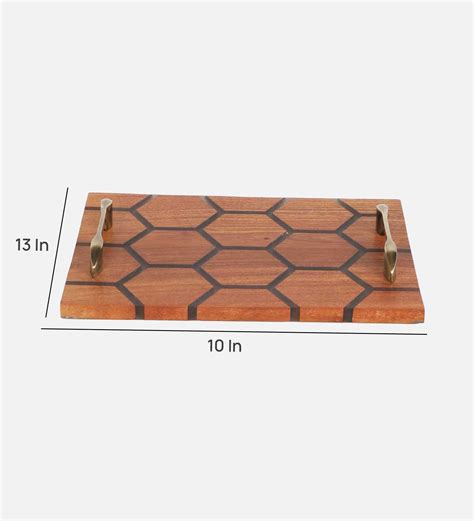 Handcrafted Acacia Wooden Tray with Tinted Grey Resin Accent (13" x 10 ...