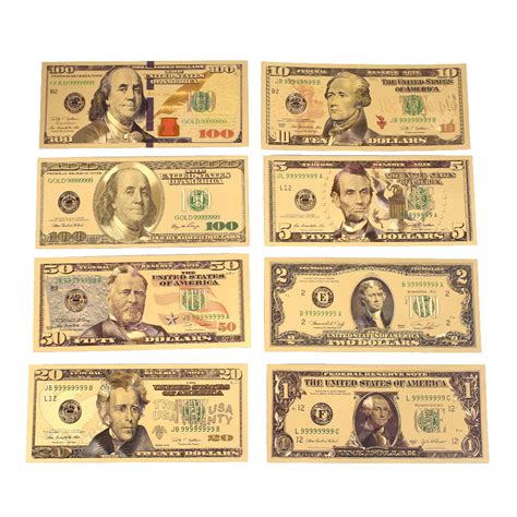 1 2 5 10 20 50 100 Dollar Antique Plated Souvenir Decoration Banknotes ...