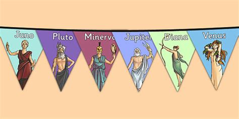 Black and White Roman Gods Themed Display Bunting - Twinkl