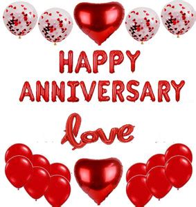 Dinipropz Happy Anniversary Balloons Decoration Set With Cursive Love ...