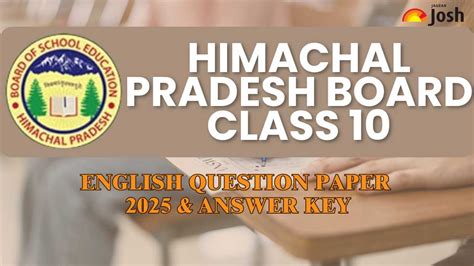 Himachal Pradesh Class 10th English Question Paper And Answer Key With ...