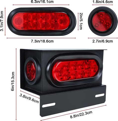 Buy Geeyae 2 Pack Steel Trailer Light Boxes, 6 Inch Oval Tail Light & 2 ...