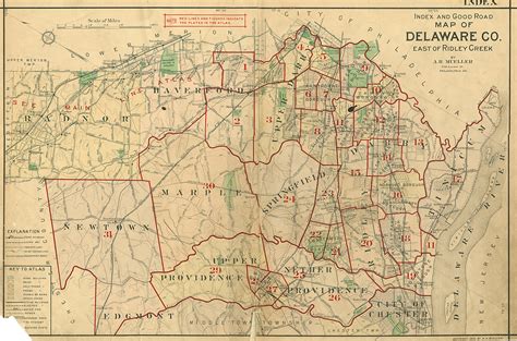 Delaware Co PA Map from 1909