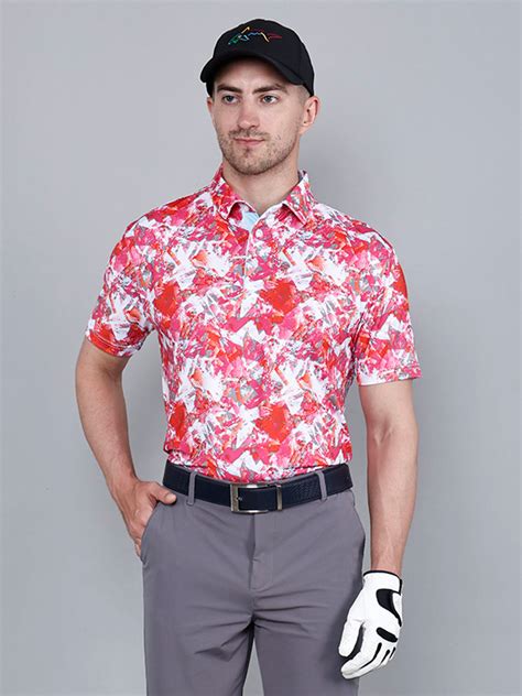 Men's Red Printed Golf Polo T shirt – golfbuyindia