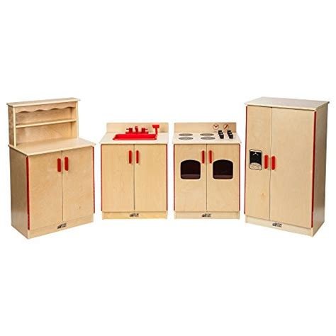 Buy ECR4Kids Birch Pretend Play 4-Piece Kitchen Playset (Stove, Sink ...