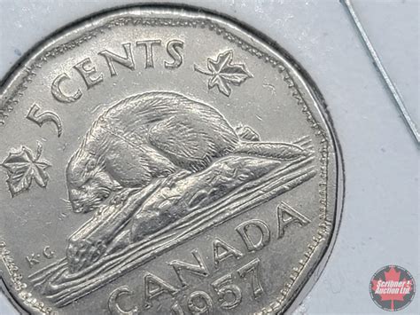 Canada Five Cent 1957 Bug Tail (SEE PICS!)
