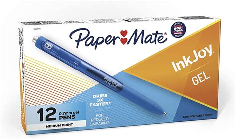 Paper Mate Inkjoy Gel Pen, Medium Point, Dark Blue, Box of 12 (1951721 ...