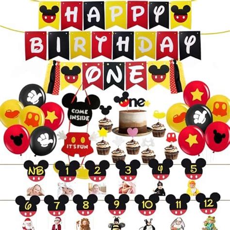 Mickey Mouse First Birthday Decorations, Mickey Mouse Happy Birthday ...
