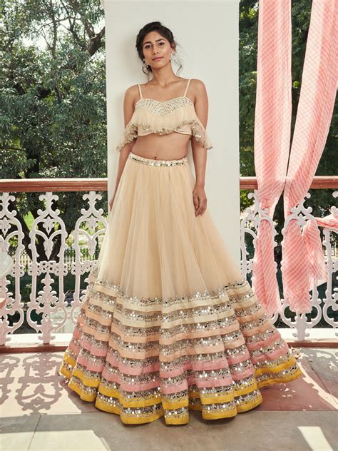 Ivory Cold Shoulder Top & Ombre Skirt Set – abhinavmishra