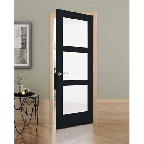 RELIABILT Shaker 28-in x 80-in Black 3-panel Frosted glass Smooth Solid ...