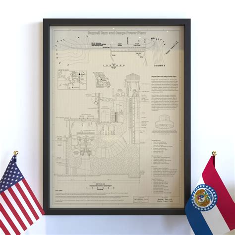 Power plant Blueprint Celebrating Bagnell Dam in Missouri