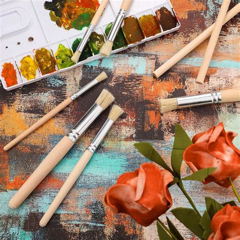 Buy Wooden Stencil Brushes Natural Stencil Bristle Brushes Dome Art ...