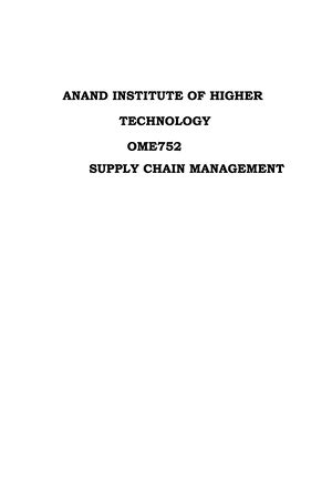 SCM-test-1-Q&A - Supply chain - PART – A (5*2 = 10 Marks) 1. Define the ...