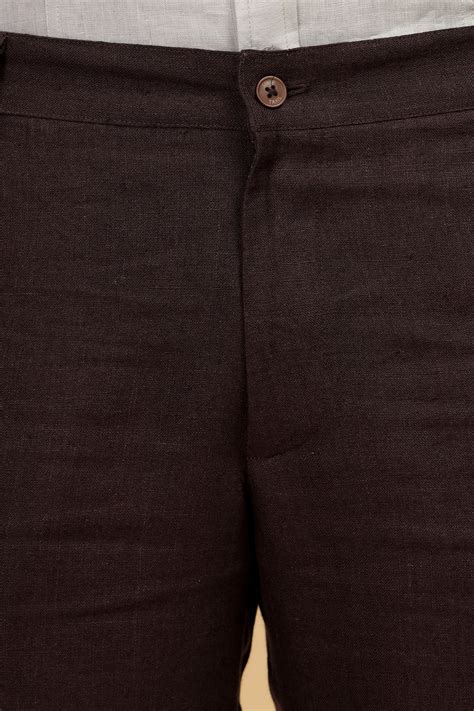 Cocoa Dark Brown Pure Linen Pants by Linen Trail