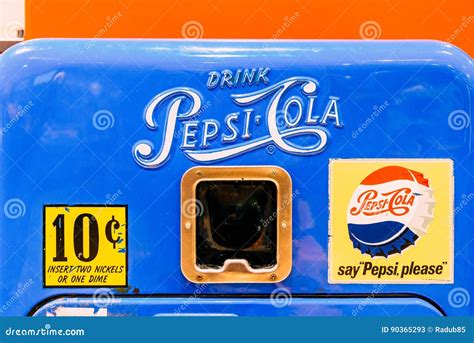 Retro Pepsi-Cola Vending Machine Editorial Stock Photo - Image of close ...