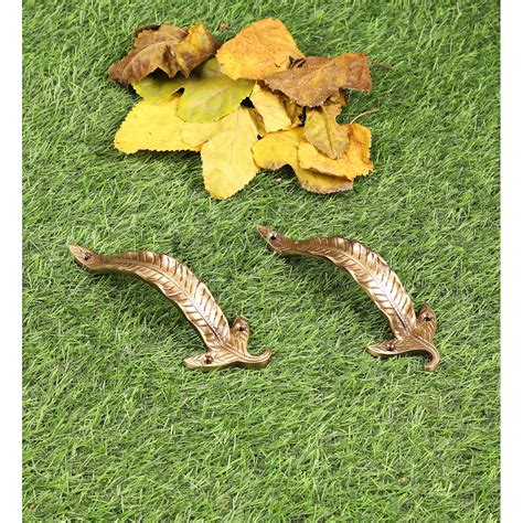 Brass Leaf Design Door Handle Pair – Two Moustaches Store