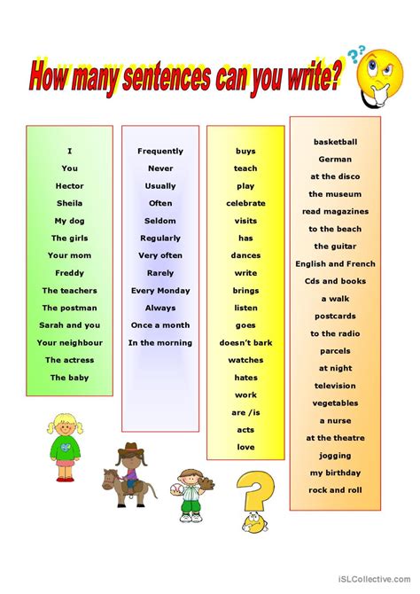 How many sentences can you write?: English ESL worksheets pdf & doc