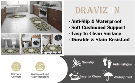 Dravizon Rubber 2 Kitchen Mats Set, Anti-Skid Kitchen Mats, Waterproof ...