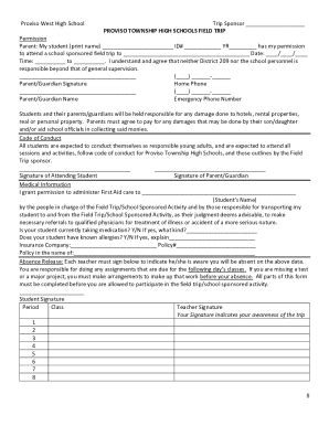 Fillable Online Field Trip Parent Consent / Field Trip Form Fax Email ...
