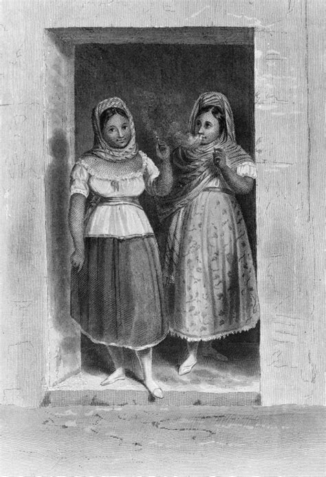 Mexico Women Nwomen Smoking in A Doorway in A Mexican Village Engraving ...