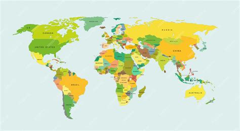 国の詳細な世界地図。 | Premiumベクトル素材