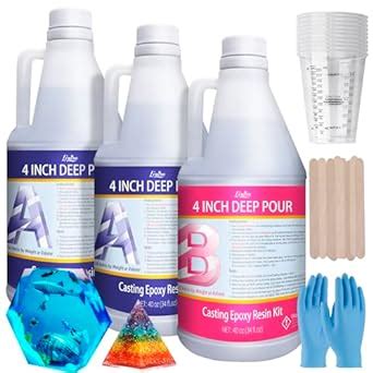 Deep Pour Epoxy Resin Kit - 120oz Bubbles Free Epoxy Resin for 2-4 ...