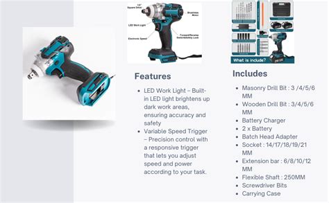 Adrohai Cordless Impact Wrench Set Industrial Power Wrench Kits ...