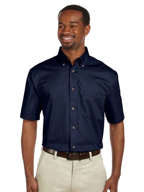 Harriton Mens Hemmed Short-Sleeve Twill Dress Shirt, Navy, XXX-Large ...